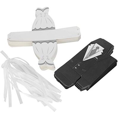 Pssopp 50 ensembles de boîtes de faveurs de mariage robe de smoking créative marié boîte de bonbons de mariée fête de mariage faveur boîte-cadeau créative avec ruban pour les cadeaux de mariage Pssopp 50 ensembles de boîtes de faveurs de mariage robe de smoking créative marié boîte de bonbons de mariée fête de mariage faveur boîte-cadeau créative avec ruban pour les cadeaux de mariage