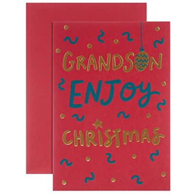 Hallmark Carte de Noël pour petit-fils – Design contemporain basé sur le texte, 25562020, multicolore Hallmark Carte de Noël pour petit-fils – Design contemporain basé sur le texte, 25562020, multicolore