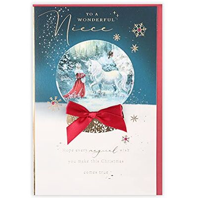 Clintons : Carte de Noël Niece Lady and Unicorn Clintons : Carte de Noël Niece Lady and Unicorn