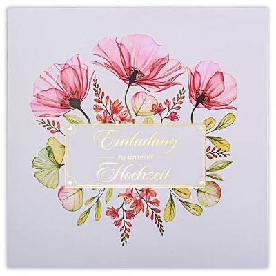 ART Lot de 20 invitations de mariage 135 x 135 mm avec inserts imprimables et enveloppes pour mariage Motif doré ART Lot de 20 invitations de mariage 135 x 135 mm avec inserts imprimables et enveloppes pour mariage Motif doré