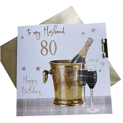 White Cotton Cards PDB80-H Carte d'anniversaire 80 ans Motif seau à champagne White Cotton Cards PDB80-H Carte d'anniversaire 80 ans Motif seau à champagne