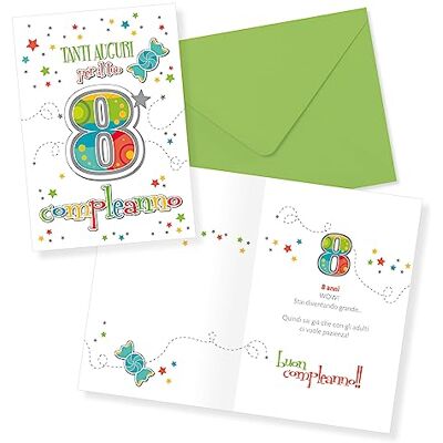 Creative Carte d'anniversaire 8 ans fille enfant coloré 30-010 Creative Carte d'anniversaire 8 ans fille enfant coloré 30-010