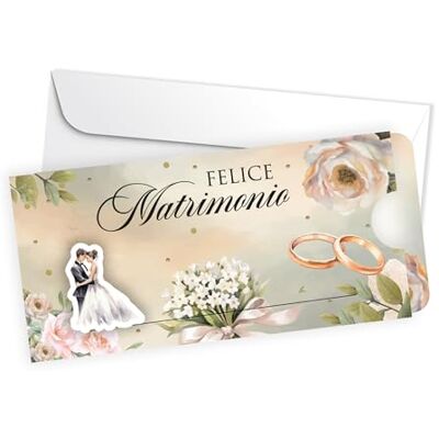 Creative Carte de mariage coulissante avec enveloppe, design floral avec anneaux, 22 x 10,5 cm Creative Carte de mariage coulissante avec enveloppe, design floral avec anneaux, 22 x 10,5 cm