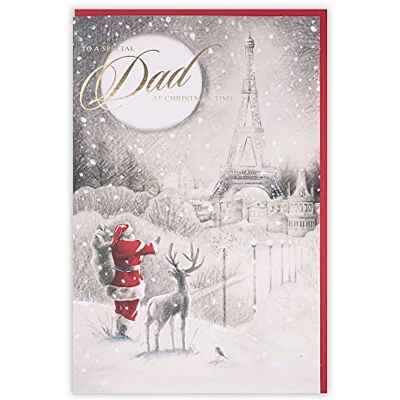Clintons : Carte de Noël Père Noël et renne Clintons : Carte de Noël Père Noël et renne