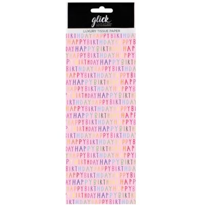 GLICK Lot de 4 feuilles de papier de soie rose de luxe pour emballage cadeau, anniversaire, Saint-Valentin, Noël et autres célébrations, 750 x 500 mm GLICK Lot de 4 feuilles de papier de soie rose de luxe pour emballage cadeau, anniversaire, Saint-Valentin, Noël et autres célébrations, 750 x 500 mm