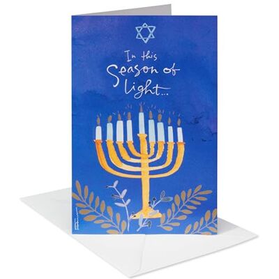 American Greetings Cartes Hanoukka dans une boîte avec enveloppes, Menorah, conçues par Kathy Davis (12 pièces) American Greetings Cartes Hanoukka dans une boîte avec enveloppes, Menorah, conçues par Kathy Davis (12 pièces)