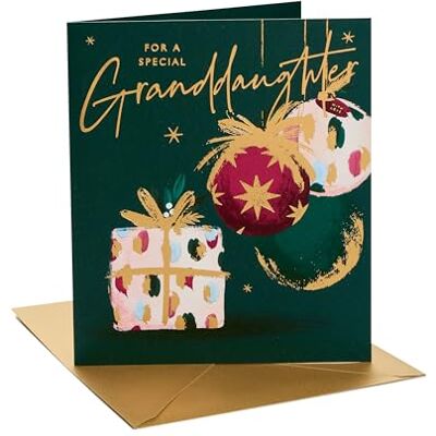 UK Greetings Carte de Noël pour petite-fille Motif boules et cadeaux UK Greetings Carte de Noël pour petite-fille Motif boules et cadeaux