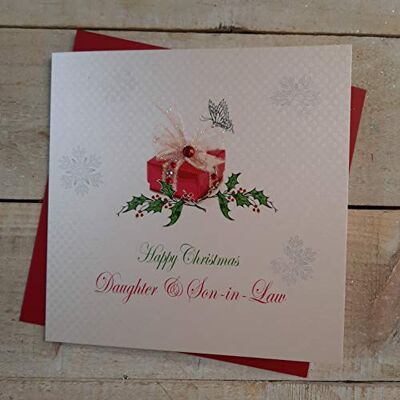 White Cotton Cards X115 Carte de Noël Faite-Main Inscription Happy Christmas Daughter and Son in-Law Blanc White Cotton Cards X115 Carte de Noël Faite-Main Inscription Happy Christmas Daughter and Son in-Law Blanc