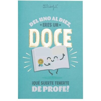 Mr. Wonderful Carte postale De un à dix, vous êtes un douze. Quelle chance d'avoir en tant que prof ! Carte postale avec message adressé aux professeurs Avec enveloppe Mr. Wonderful Carte postale De un à dix, vous êtes un douze. Quelle chance d'avoir en tant que prof ! Carte postale avec message adressé aux professeurs Avec enveloppe