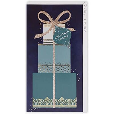 Clintons : Stacked Presents Carte de Noël avec tirelire Clintons : Stacked Presents Carte de Noël avec tirelire