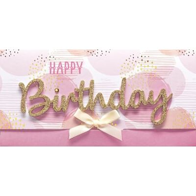 Perleberg Carte d'anniversaire avec inscription « Happy Birthday » Cercles roses 11 x 22 cm Perleberg Carte d'anniversaire avec inscription « Happy Birthday » Cercles roses 11 x 22 cm