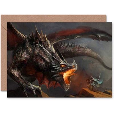 Wee Blue Coo DRAGON FIRE KNIGHT FIGHT BLANK GREETINGS BIRTHDAY CARD ART Wee Blue Coo DRAGON FIRE KNIGHT FIGHT BLANK GREETINGS BIRTHDAY CARD ART