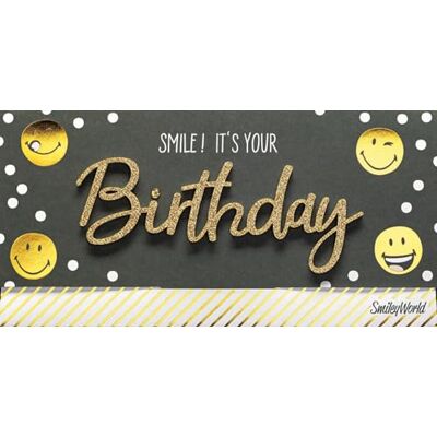 Perleberg Carte d'anniversaire Inscription Surprise Smiley Smile! It's your birthday 11 x 22 cm Perleberg Carte d'anniversaire Inscription Surprise Smiley Smile! It's your birthday 11 x 22 cm