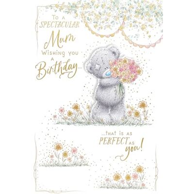 Me To You Tatty Teddy Carte d'anniversaire de luxe faite à la main pour maman, ours tenant un bouquet – Collection officielle Me To You Tatty Teddy Carte d'anniversaire de luxe faite à la main pour maman, ours tenant un bouquet – Collection officielle