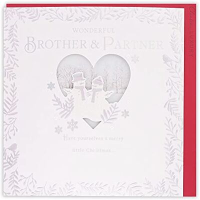 Clintons : Carte de Noël pour frère et partenaire Motif couple de neige Clintons : Carte de Noël pour frère et partenaire Motif couple de neige