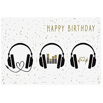bsb Carte d'anniversaire avec écouteurs, enveloppe dorée bsb Carte d'anniversaire avec écouteurs, enveloppe dorée