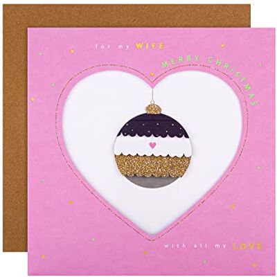 Hallmark Carte de Noël pour femme – Motif boule à effet 3D classique Hallmark Carte de Noël pour femme – Motif boule à effet 3D classique