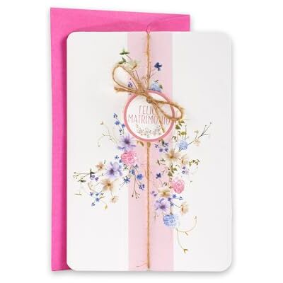 Creative Carte de vœux pour mariage, multicolore, style élégant, avec cordon en jute, 11,5 x 16,5 cm Creative Carte de vœux pour mariage, multicolore, style élégant, avec cordon en jute, 11,5 x 16,5 cm