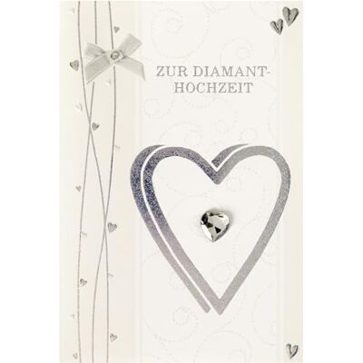 bsb Carte de vœux de mariage diamantée Carte de vœux pour 60e anniversaire de mariage avec motif cœur argenté Cadeaux de mariage 11,5 x 17,0 cm bsb Carte de vœux de mariage diamantée Carte de vœux pour 60e anniversaire de mariage avec motif cœur argenté Cadeaux de mariage 11,5 x 17,0 cm