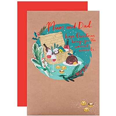 Hallmark Carte de Noël pour maman et papa – Design contemporain illustré avec attache effet 3D Hallmark Carte de Noël pour maman et papa – Design contemporain illustré avec attache effet 3D