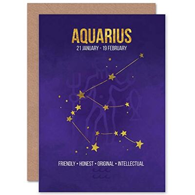 Wee Blue Coo Carte d'anniversaire – Signe zodiaque astrologique Aquarius Wee Blue Coo Carte d'anniversaire – Signe zodiaque astrologique Aquarius