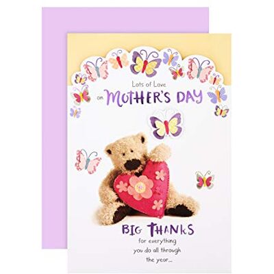 Hallmark Carte de fête des mères, motif Wellibobs, ours, cœur et papillon, carte de fête des mères pour maman, grand-mère, épouse, blanche Hallmark Carte de fête des mères, motif Wellibobs, ours, cœur et papillon, carte de fête des mères pour maman, grand-mère, épouse, blanche