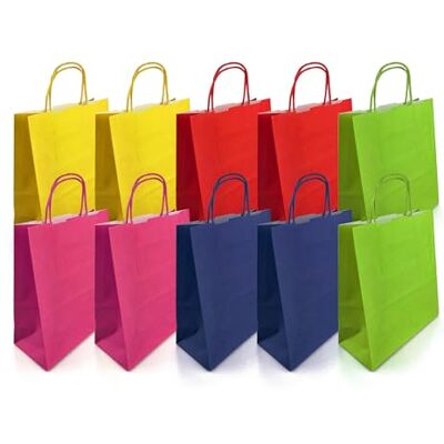 Netuno 10 sacs en papier multicolores 18 x 8 x 21 cm sac coloré avec poignées papier kraft emballage cadeau sac kraft de couleur sacs cadeaux colorés pour Noël fêtes mariage anniversaires boutique Netuno 10 sacs en papier multicolores 18 x 8 x 21 cm sac coloré avec poignées papier kraft emballage cadeau sac kraft de couleur sacs cadeaux colorés pour Noël fêtes mariage anniversaires boutique