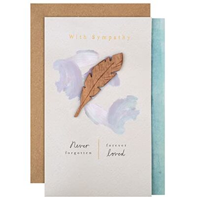 Hallmark Carte de condoléances Design contemporain avec plume en bois Hallmark Carte de condoléances Design contemporain avec plume en bois