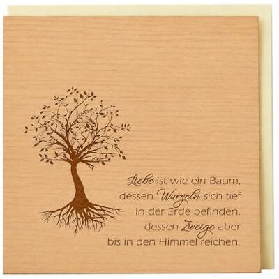 Holzgrusskarten.at Carte de vœux originale en bois – Arbre de vie – Amour, racines, branches – 100% fait main en Autriche, carte de vœux en bois véritable Holzgrusskarten.at Carte de vœux originale en bois – Arbre de vie – Amour, racines, branches – 100% fait main en Autriche, carte de vœux en bois véritable