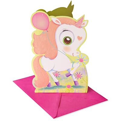 American Greetings Carte d'anniversaire licorne pour fille avec feuille d'aluminium American Greetings Carte d'anniversaire licorne pour fille avec feuille d'aluminium