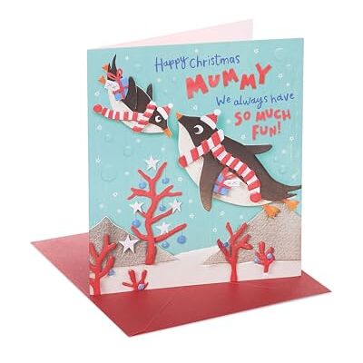 UK Greetings Carte de Noël pour maman Motif pingouins mignons UK Greetings Carte de Noël pour maman Motif pingouins mignons