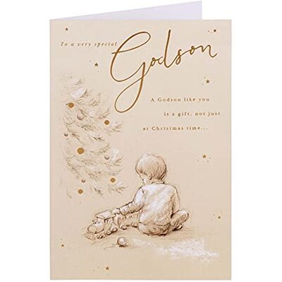 Clintons : Carte de Noël pour filleul avec train Clintons : Carte de Noël pour filleul avec train