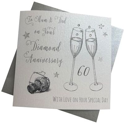 White Cotton Cards Code WA60M &to My Mum Dad on Your Diamond Anniversary de Carte pour 60e Anniversaire White Cotton Cards Code WA60M &to My Mum Dad on Your Diamond Anniversary de Carte pour 60e Anniversaire