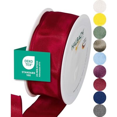 Halbach Seidenbänder Ruban cadeau de qualité supérieure avec bord métallique Largeur : 40 mm Longueur : 25 m Certifié Öko-Tex 100 Ruban en taffetas fabriqué en Allemagne Couleur : rouge Halbach Seidenbänder Ruban cadeau de qualité supérieure avec bord métallique Largeur : 40 mm Longueur : 25 m Certifié Öko-Tex 100 Ruban en taffetas fabriqué en Allemagne Couleur : rouge
