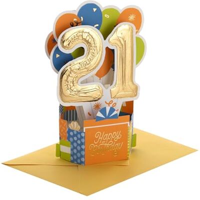 Hallmark Paper Wonder Collection Carte pop-up 3D pour 21e anniversaire Hallmark Paper Wonder Collection Carte pop-up 3D pour 21e anniversaire