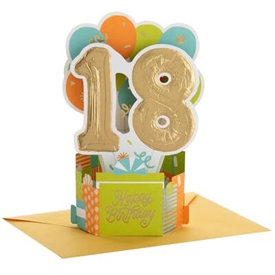 Hallmark Paper Wonder Collection Carte pop-up 3D pour 18e anniversaire Hallmark Paper Wonder Collection Carte pop-up 3D pour 18e anniversaire