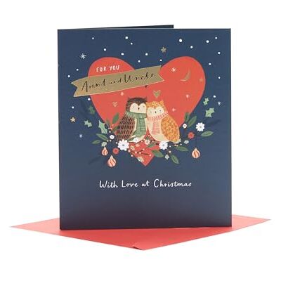 UK Greetings Carte de Noël pour tante et oncle – Motif hiboux festifs UK Greetings Carte de Noël pour tante et oncle – Motif hiboux festifs