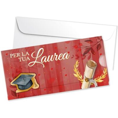 Creative Carte de vœux pour diplôme avec enveloppe, design élégant en rouge et or, espace pour message personnalisé Creative Carte de vœux pour diplôme avec enveloppe, design élégant en rouge et or, espace pour message personnalisé