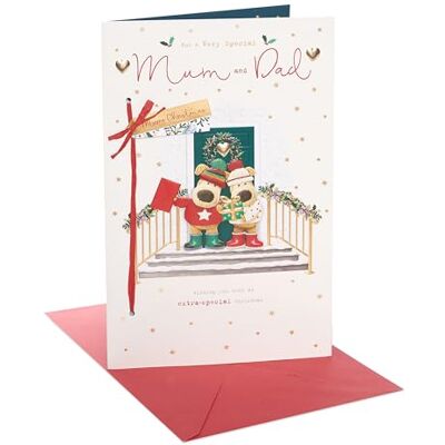 Boofle Carte de Noël pour maman et papa – Motif mignon Boofle Carte de Noël pour maman et papa – Motif mignon