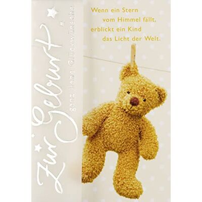 Perleberg Carte de naissance avec motif ours en peluche Collection Basic Classic Carte de qualité supérieure pour fille et garçon Joli cadeau de naissance avec enveloppe 11,6 x 16,6 cm Perleberg Carte de naissance avec motif ours en peluche Collection Basic Classic Carte de qualité supérieure pour fille et garçon Joli cadeau de naissance avec enveloppe 11,6 x 16,6 cm
