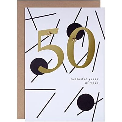 Hallmark Carte d'anniversaire 50 ans – Design contemporain avec lignes de texte Hallmark Carte d'anniversaire 50 ans – Design contemporain avec lignes de texte