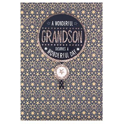 Hallmark Carte d'anniversaire pour petit-fils Motif étoile contemporain Hallmark Carte d'anniversaire pour petit-fils Motif étoile contemporain