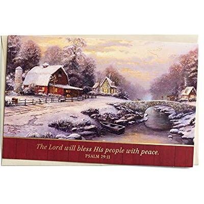 DaySpring Thomas Kinkade J3159 Lot de 18 cartes et enveloppes de Noël avec boîte Motif The Lord Will Bless His People DaySpring Thomas Kinkade J3159 Lot de 18 cartes et enveloppes de Noël avec boîte Motif The Lord Will Bless His People