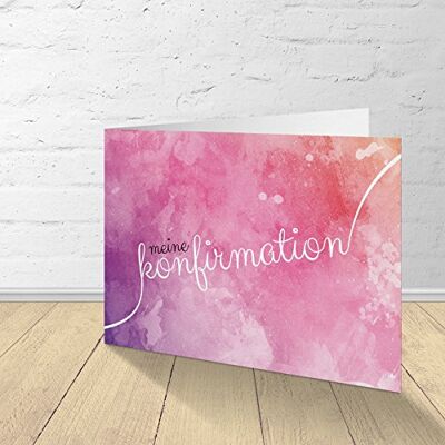 KartenKuss.de Lot de 5 cartes de confirmation avec enveloppes assorties, cartes d'invitation à confirmation, lot de 5 cartes pliantes Motif aquarelle violette KartenKuss.de Lot de 5 cartes de confirmation avec enveloppes assorties, cartes d'invitation à confirmation, lot de 5 cartes pliantes Motif aquarelle violette