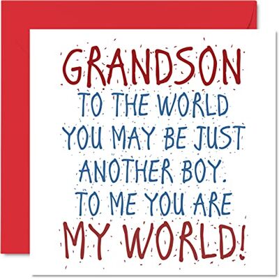 Stuff4 Jolies cartes d'anniversaire pour petit-fils – You Are My World – Carte d'anniversaire de la part de grands-parents, cadeaux pour petit-fils, carte de 145 mm, cartes de vœux pour garçons Stuff4 Jolies cartes d'anniversaire pour petit-fils – You Are My World – Carte d'anniversaire de la part de grands-parents, cadeaux pour petit-fils, carte de 145 mm, cartes de vœux pour garçons