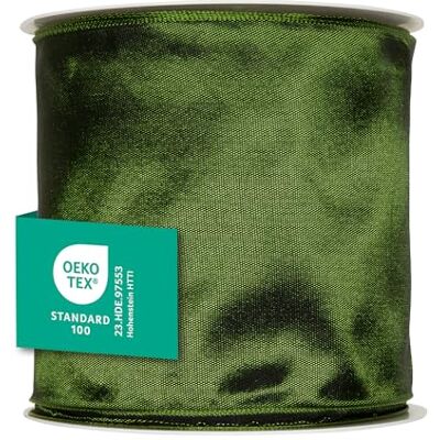 Halbach Seidenbänder Ruban cadeau de qualité supérieure avec bord métallique Largeur : 100 mm Longueur : 25 m Certifié Öko-Tex 100 Ruban en taffetas fabriqué en Allemagne Couleur : vert Halbach Seidenbänder Ruban cadeau de qualité supérieure avec bord métallique Largeur : 100 mm Longueur : 25 m Certifié Öko-Tex 100 Ruban en taffetas fabriqué en Allemagne Couleur : vert