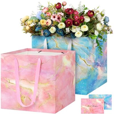 LVNRIDS 2 pièces Sacs Cadeaux Grands Rose/Bleu, 30 x 30 x 30 cm Sac Cadeau en Marbre avec poignée et cartes, Sac Cadeaux de Faveur pour Fête de Mariage Noël Anniversaire LVNRIDS 2 pièces Sacs Cadeaux Grands Rose/Bleu, 30 x 30 x 30 cm Sac Cadeau en Marbre avec poignée et cartes, Sac Cadeaux de Faveur pour Fête de Mariage Noël Anniversaire