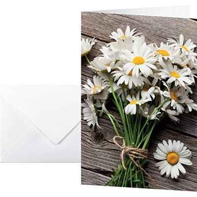 Sigel Ds105 10 Cartes de Remerciements ou Cartes de Vœux Fournies avec Leur enveloppe, Motif Paquerettes, 11,5 X 17 cm, Blanc Sigel Ds105 10 Cartes de Remerciements ou Cartes de Vœux Fournies avec Leur enveloppe, Motif Paquerettes, 11,5 X 17 cm, Blanc