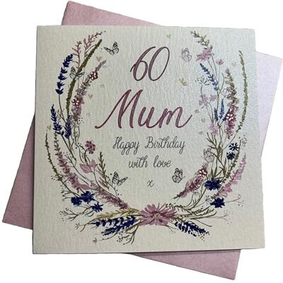 White Cotton Cards - 60e anniversaire - Fait à la main - Carte de vœux White Cotton Cards - 60e anniversaire - Fait à la main - Carte de vœux