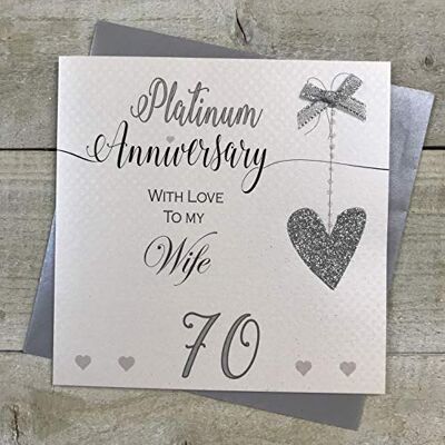 White Cotton Cards LLA70W Carte d'anniversaire de mariage en platine faite à la main Motif lignes d'amour White Cotton Cards LLA70W Carte d'anniversaire de mariage en platine faite à la main Motif lignes d'amour
